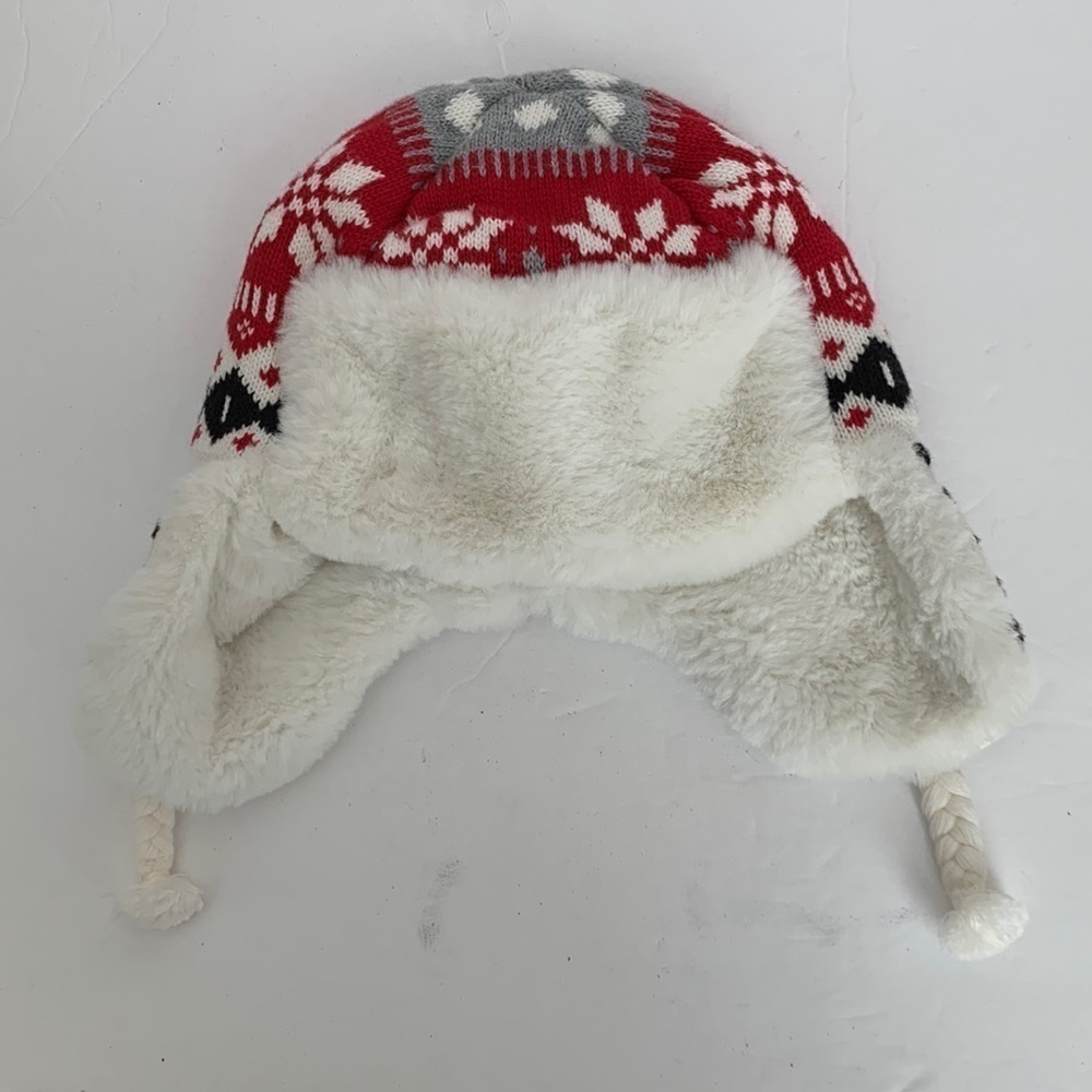 Gymboree Toddler’s Faux Fur and Knit Hat Red/Black/Grey S
